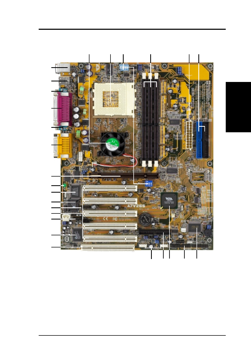 Features, 1 component locations | Asus A7V266 User Manual | Page 13 / 110