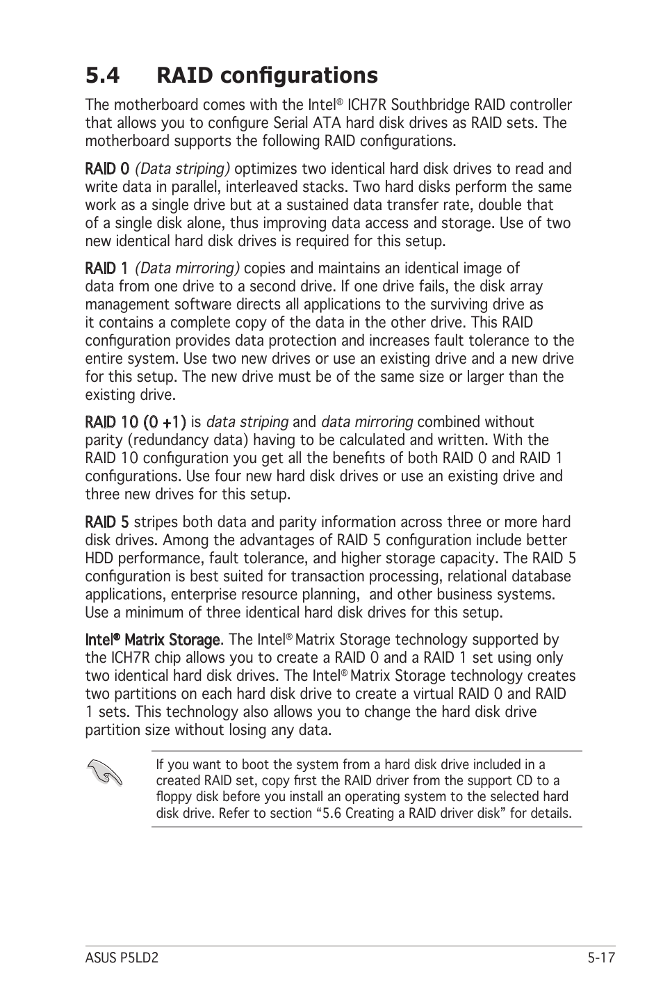 4 raid configurations | Asus Motherboard P5LD2 User Manual | Page 123 / 142