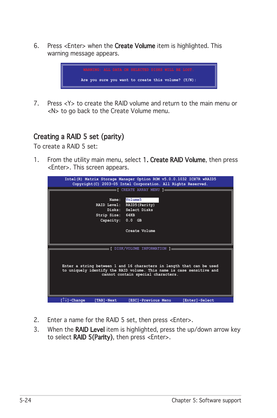 Creating a raid 5 set (parity) | Asus Motherboard P5LD2 User Manual | Page 130 / 142