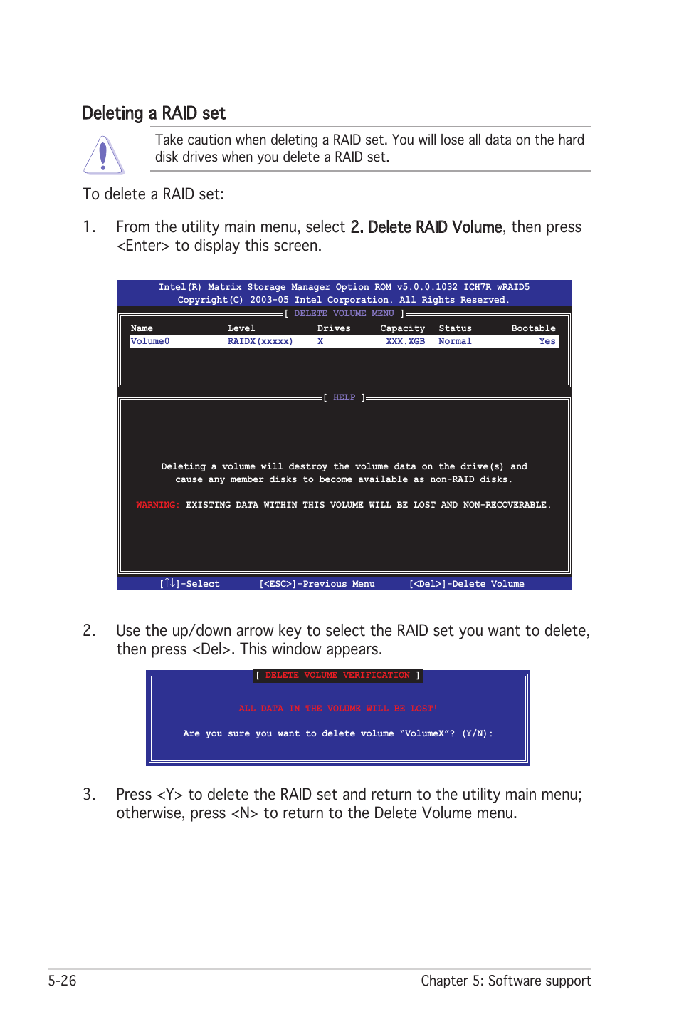 Deleting a raid set | Asus Motherboard P5LD2 User Manual | Page 132 / 142