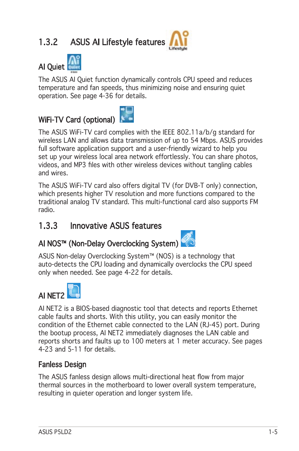 2 asus ai lifestyle features, 3 innovative asus features | Asus Motherboard P5LD2 User Manual | Page 19 / 142