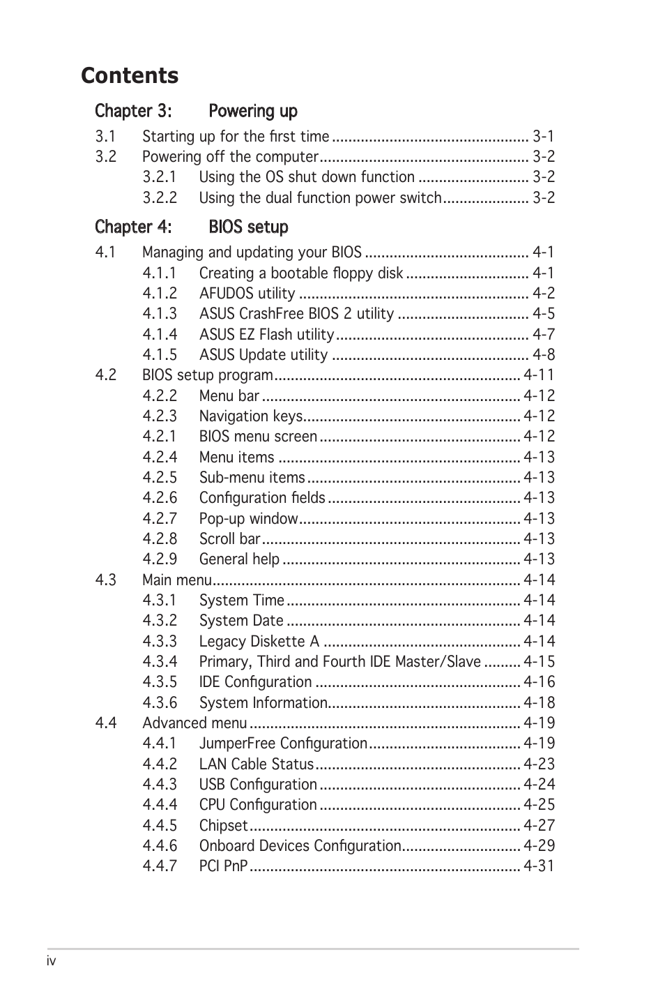 Asus Motherboard P5LD2 User Manual | Page 4 / 142