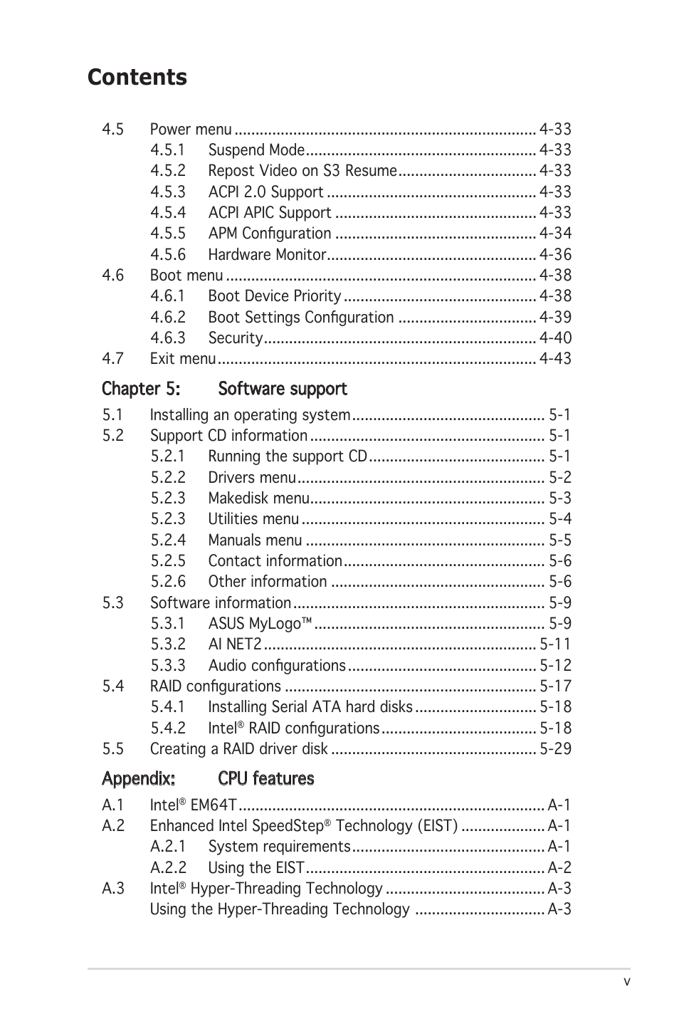 Asus Motherboard P5LD2 User Manual | Page 5 / 142