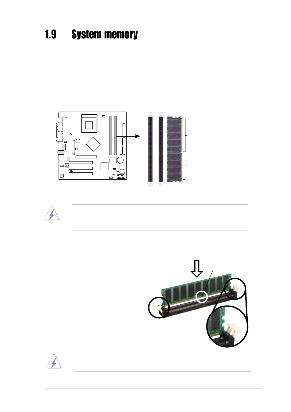 1 installing a dimm | Asus A7N8X-VM User Manual | Page 21 / 64