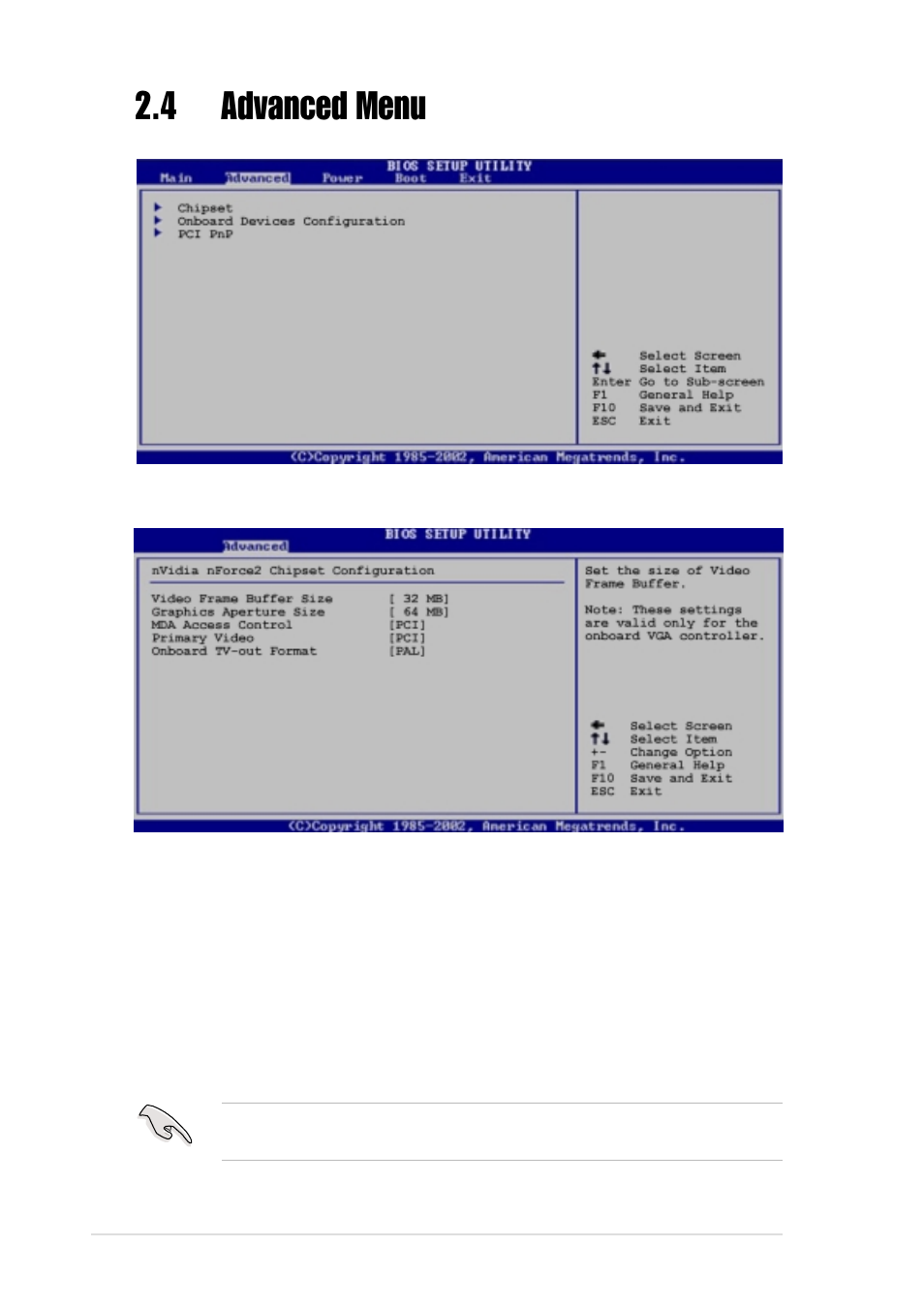 4 advanced menu, 1 chipset | Asus A7N8X-VM User Manual | Page 44 / 64