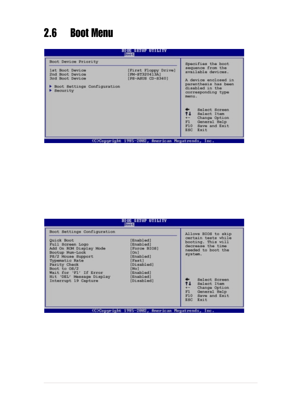 6 boot menu, 1 boot settings configuration | Asus A7N8X-VM User Manual | Page 51 / 64