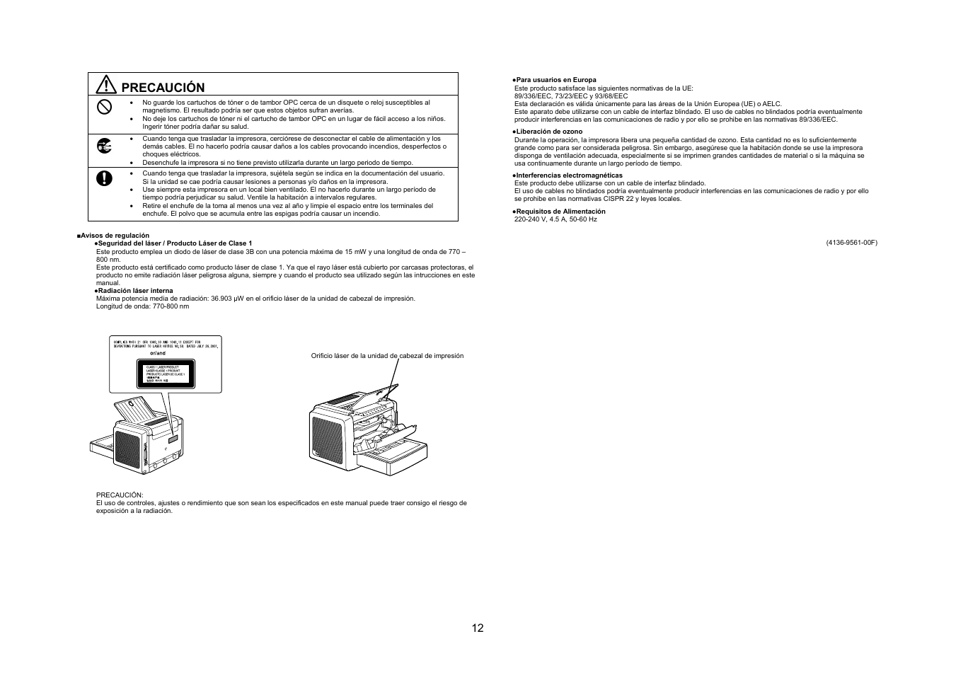 Precaución | Konica Minolta PagePro 1350EN User Manual | Page 11 / 40