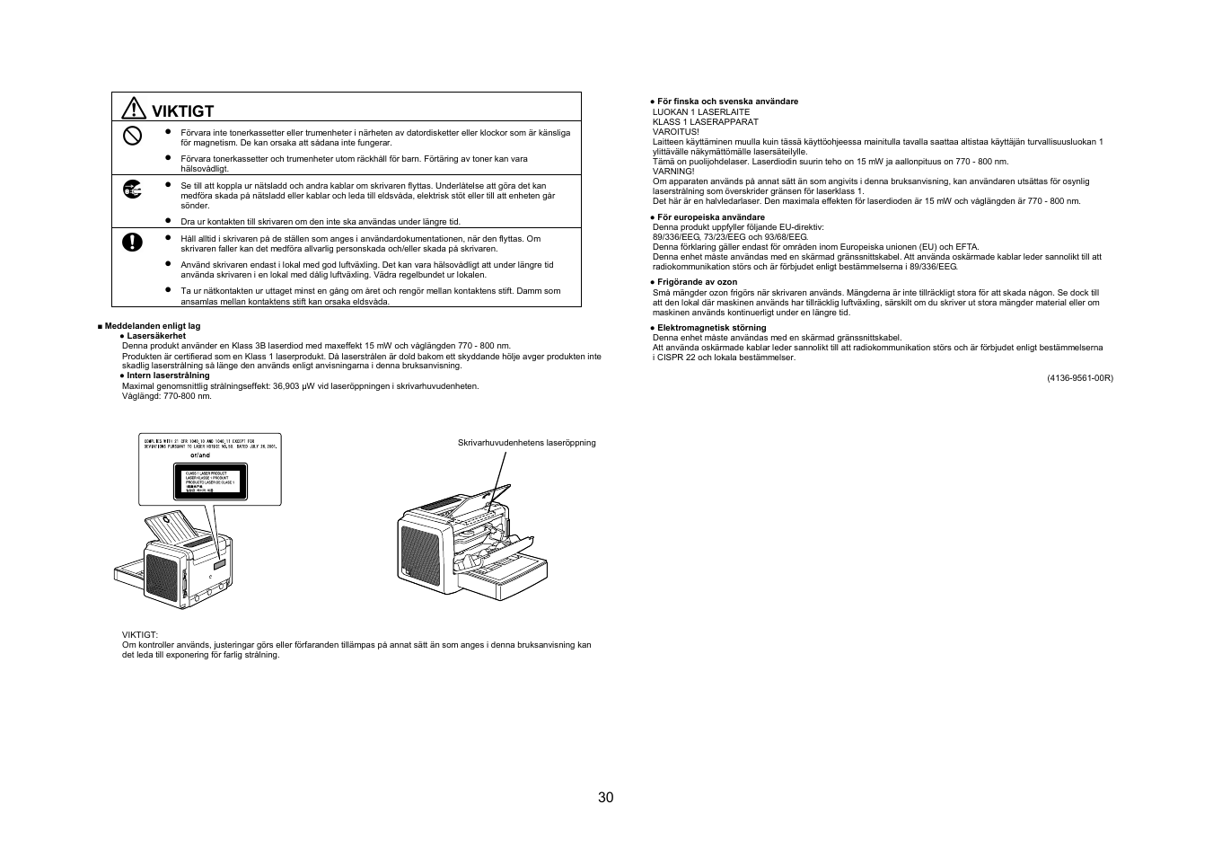 Viktigt | Konica Minolta PagePro 1350EN User Manual | Page 29 / 40