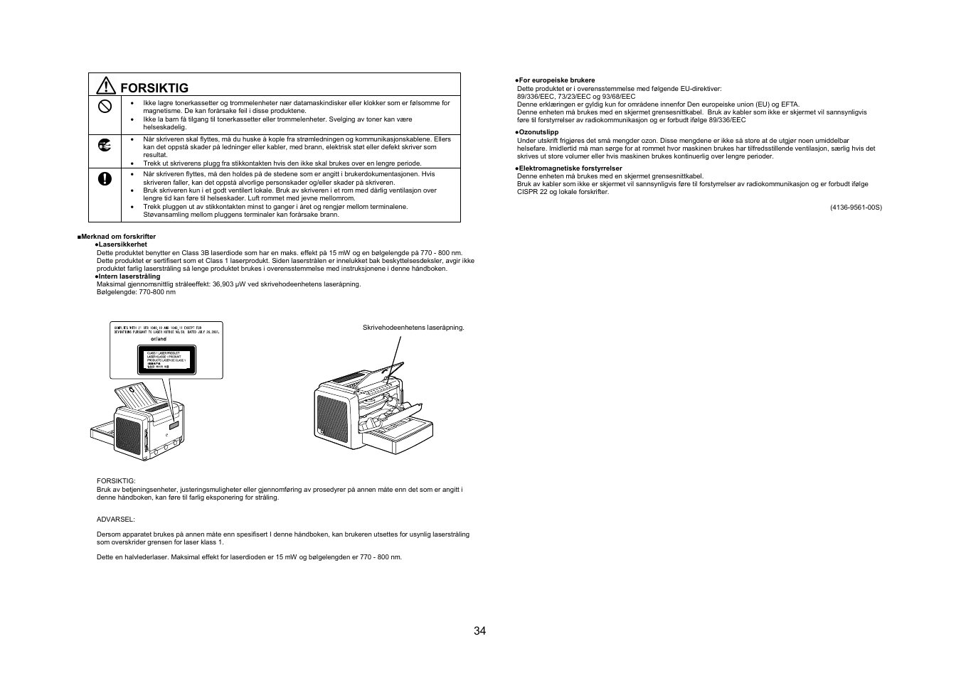 Forsiktig | Konica Minolta PagePro 1350EN User Manual | Page 33 / 40