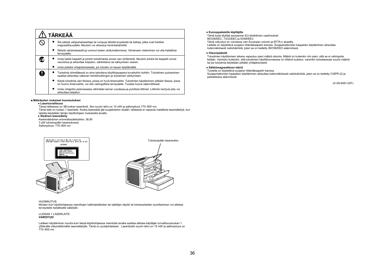 Tärkeää | Konica Minolta PagePro 1350EN User Manual | Page 35 / 40