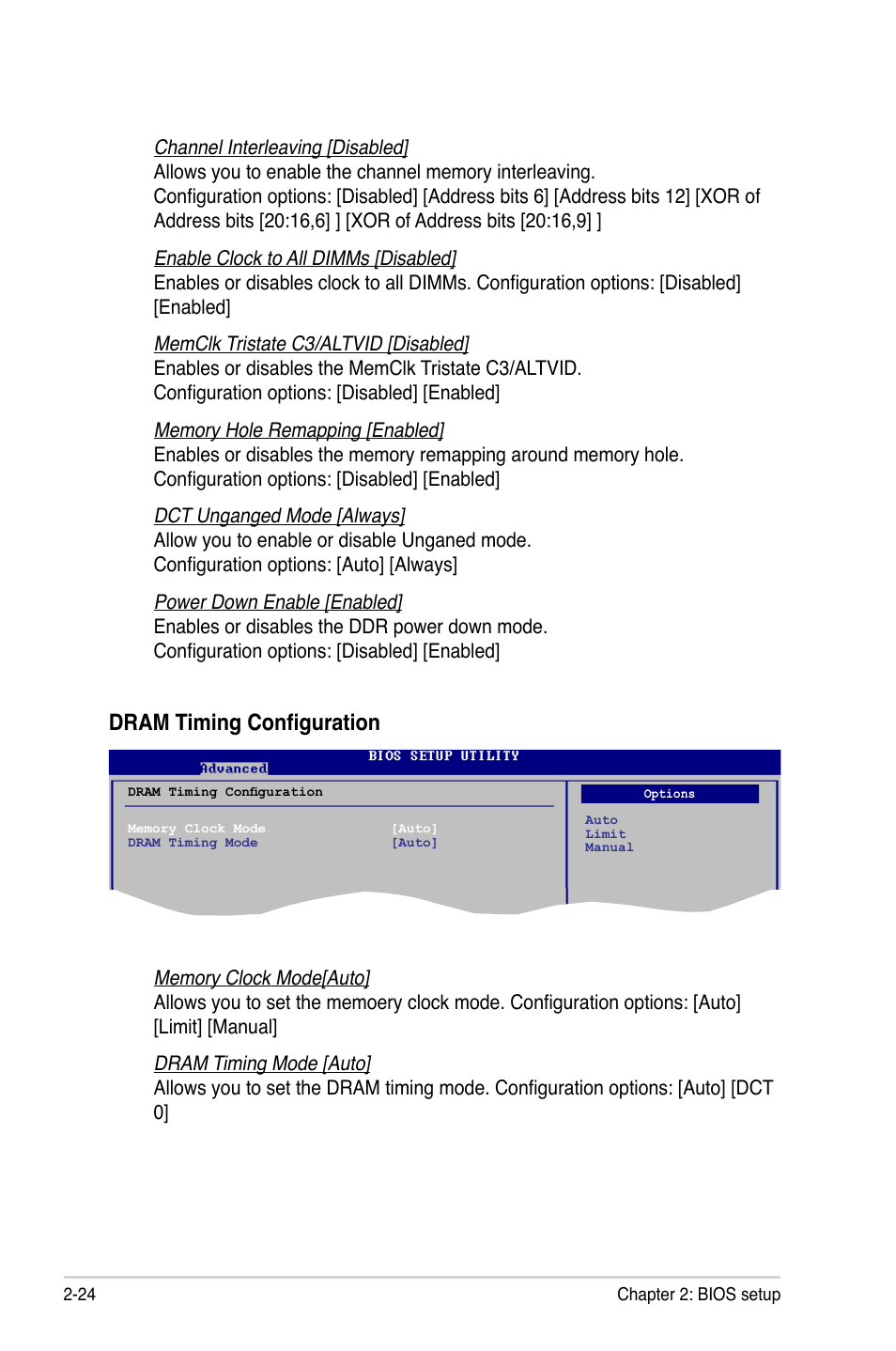 Dram timing configuration | Asus M3N78-VM User Manual | Page 72 / 106