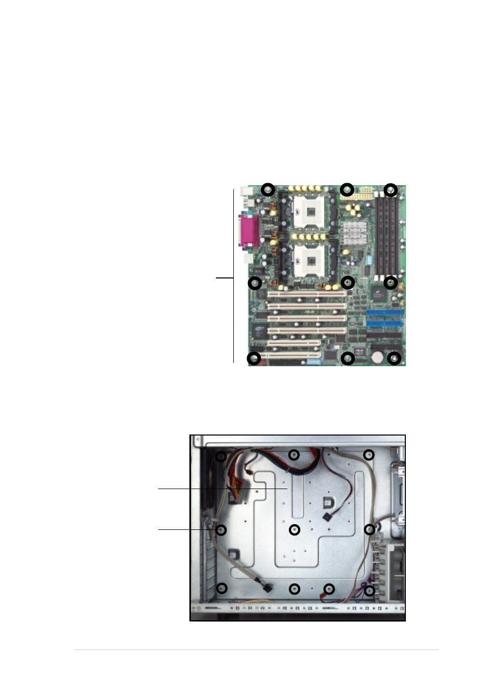 2 placement direction and screw holes | Asus 5U Tower Chassis Kit AK34 User Manual | Page 21 / 42