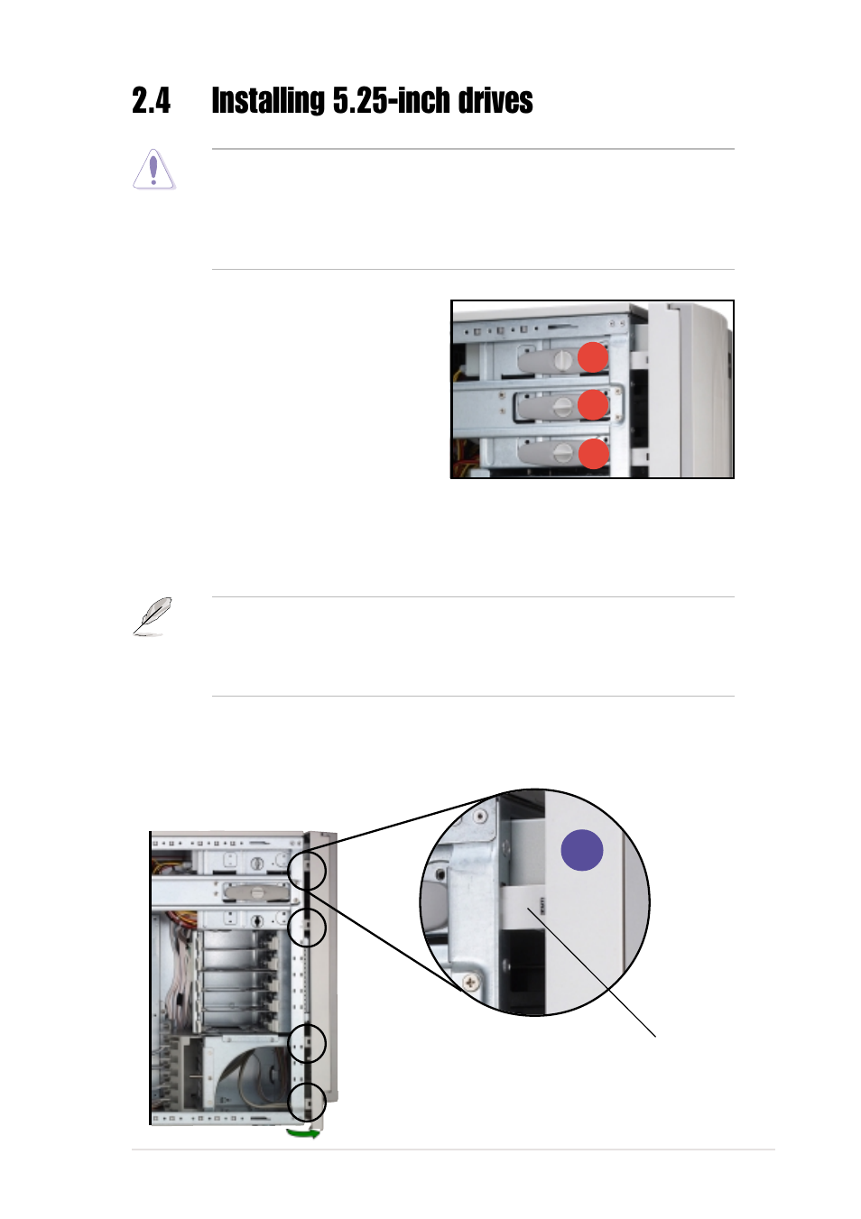 4 installing 5.25-inch drives, 1 removing the front panel assembly | Asus 5U Tower Chassis Kit AK34 User Manual | Page 23 / 42