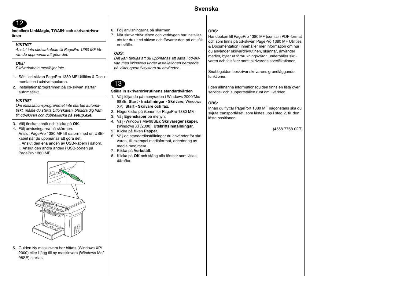 Svenska | Konica Minolta PagePro 1380MF User Manual | Page 18 / 28