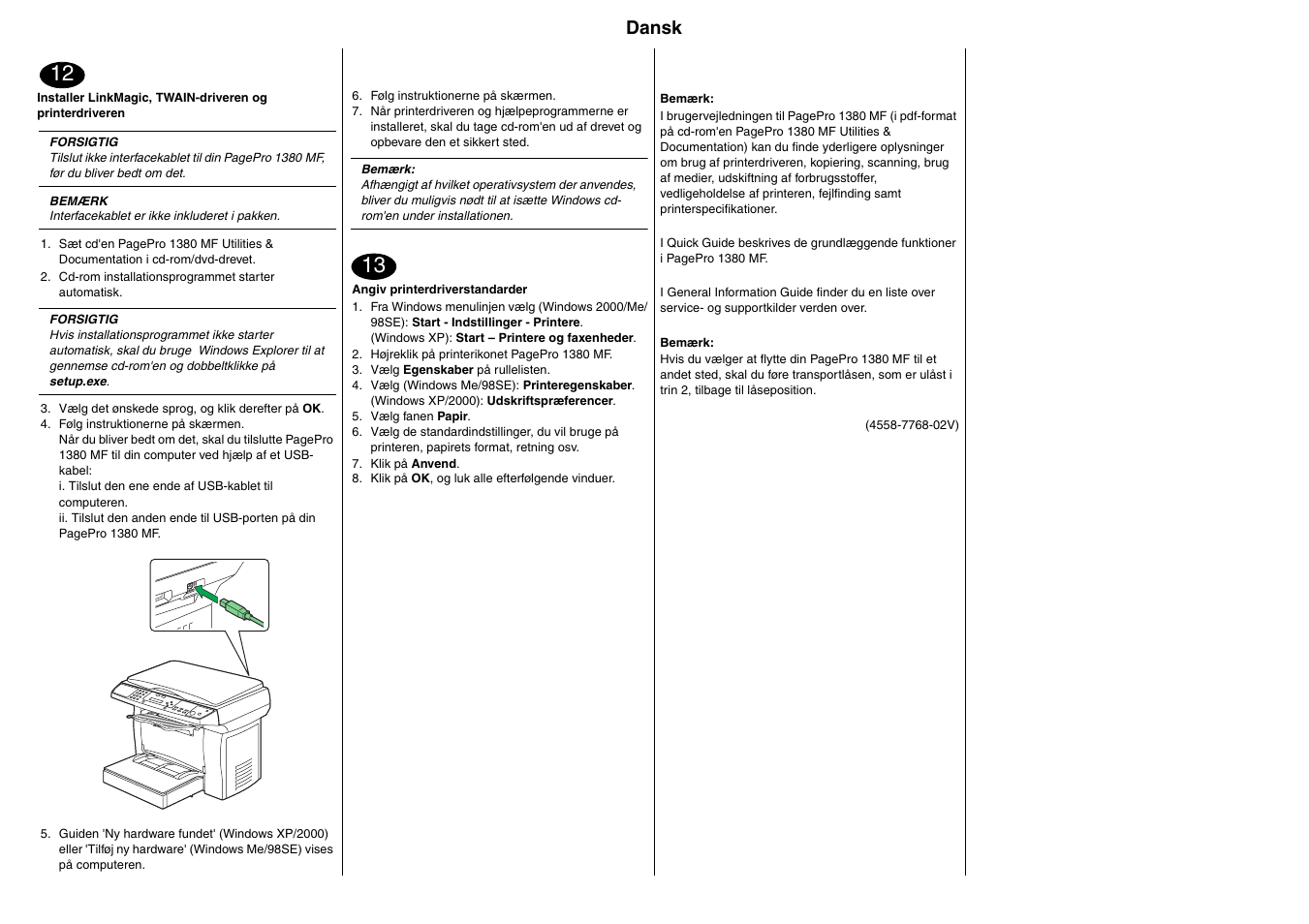 Dansk | Konica Minolta PagePro 1380MF User Manual | Page 19 / 28