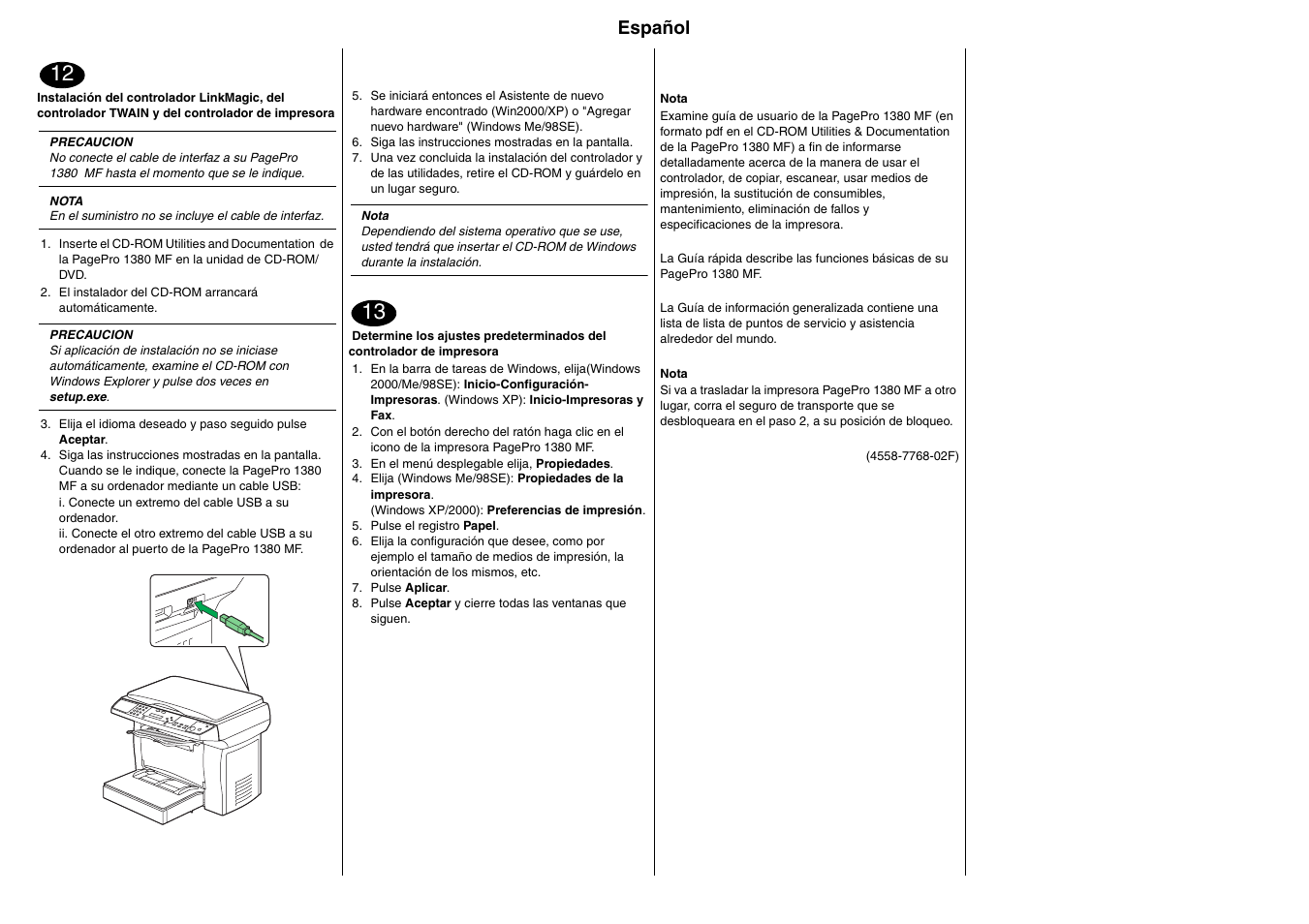 Español | Konica Minolta PagePro 1380MF User Manual | Page 9 / 28