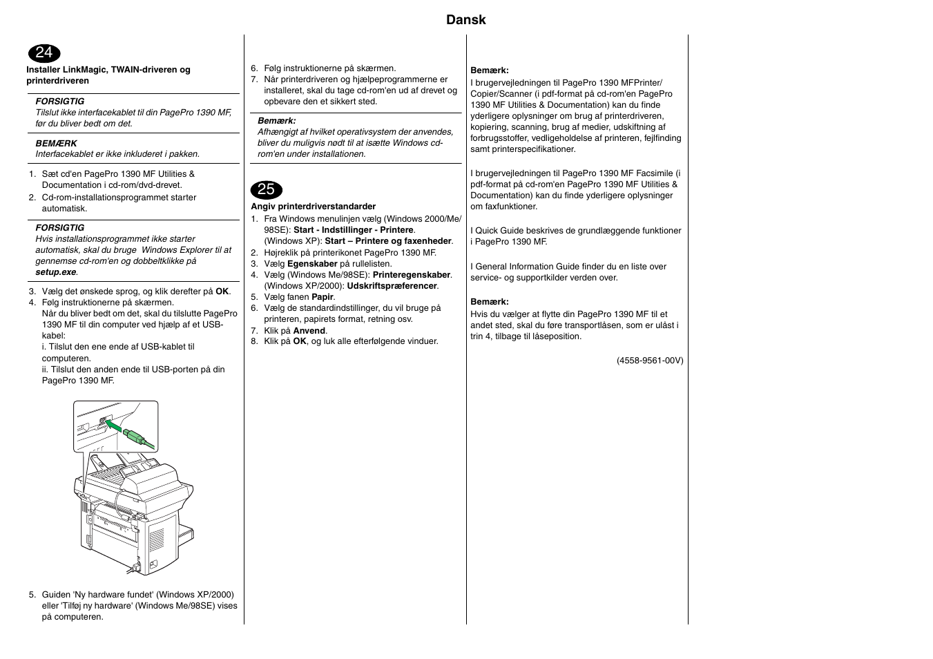 Dansk | Konica Minolta PagePro 1390MF User Manual | Page 21 / 28