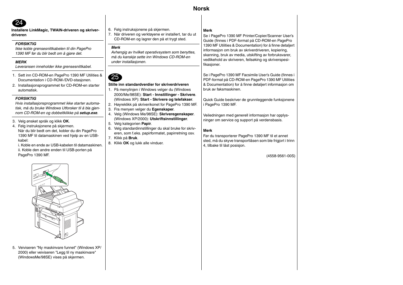 Norsk | Konica Minolta PagePro 1390MF User Manual | Page 22 / 28