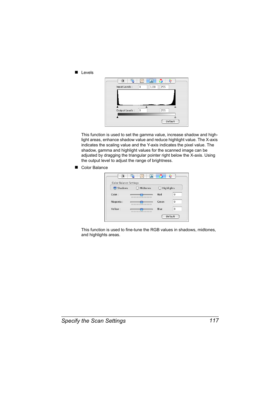 Specify the scan settings 117 | Konica Minolta MAGICOLOR 4695MF User Manual | Page 141 / 546