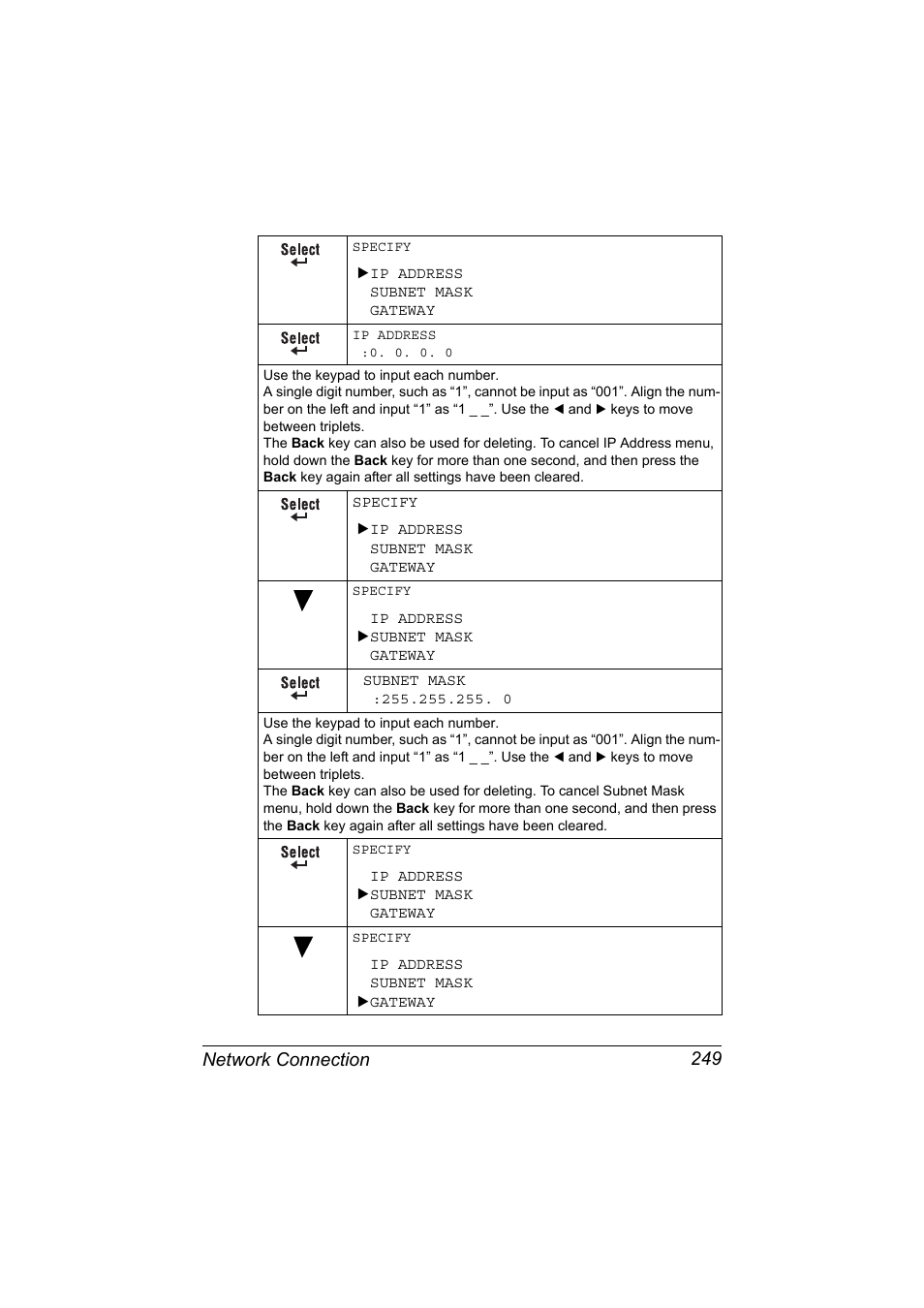 Network connection 249 | Konica Minolta MAGICOLOR 4695MF User Manual | Page 273 / 546