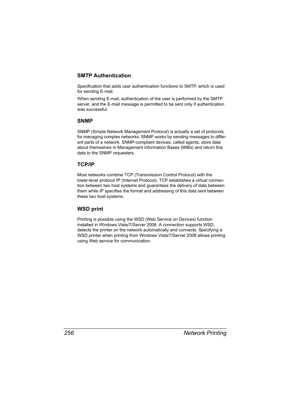 Smtp authentication, Snmp, Tcp/ip | Wsd print | Konica Minolta MAGICOLOR 4695MF User Manual | Page 280 / 546