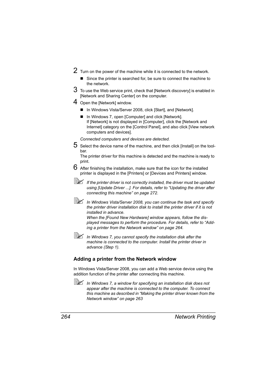 Adding a printer from the network window, Adding a printer from the network window 264 | Konica Minolta MAGICOLOR 4695MF User Manual | Page 288 / 546