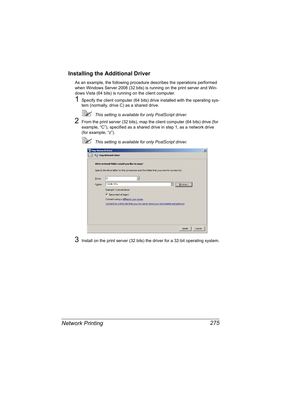 Installing the additional driver, Installing the additional driver 275 | Konica Minolta MAGICOLOR 4695MF User Manual | Page 299 / 546