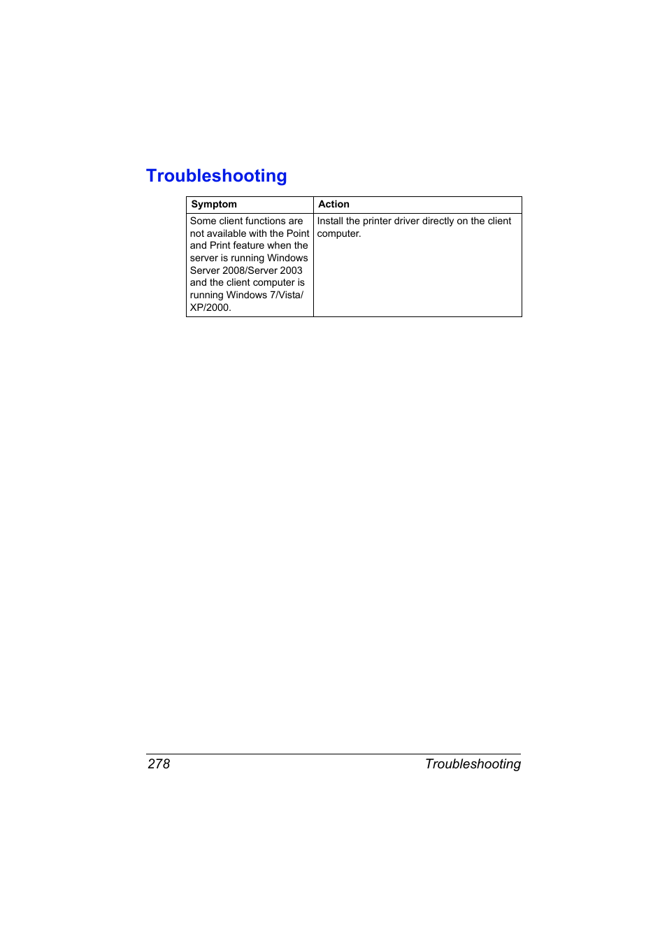 Troubleshooting, Troubleshooting 278 | Konica Minolta MAGICOLOR 4695MF User Manual | Page 302 / 546