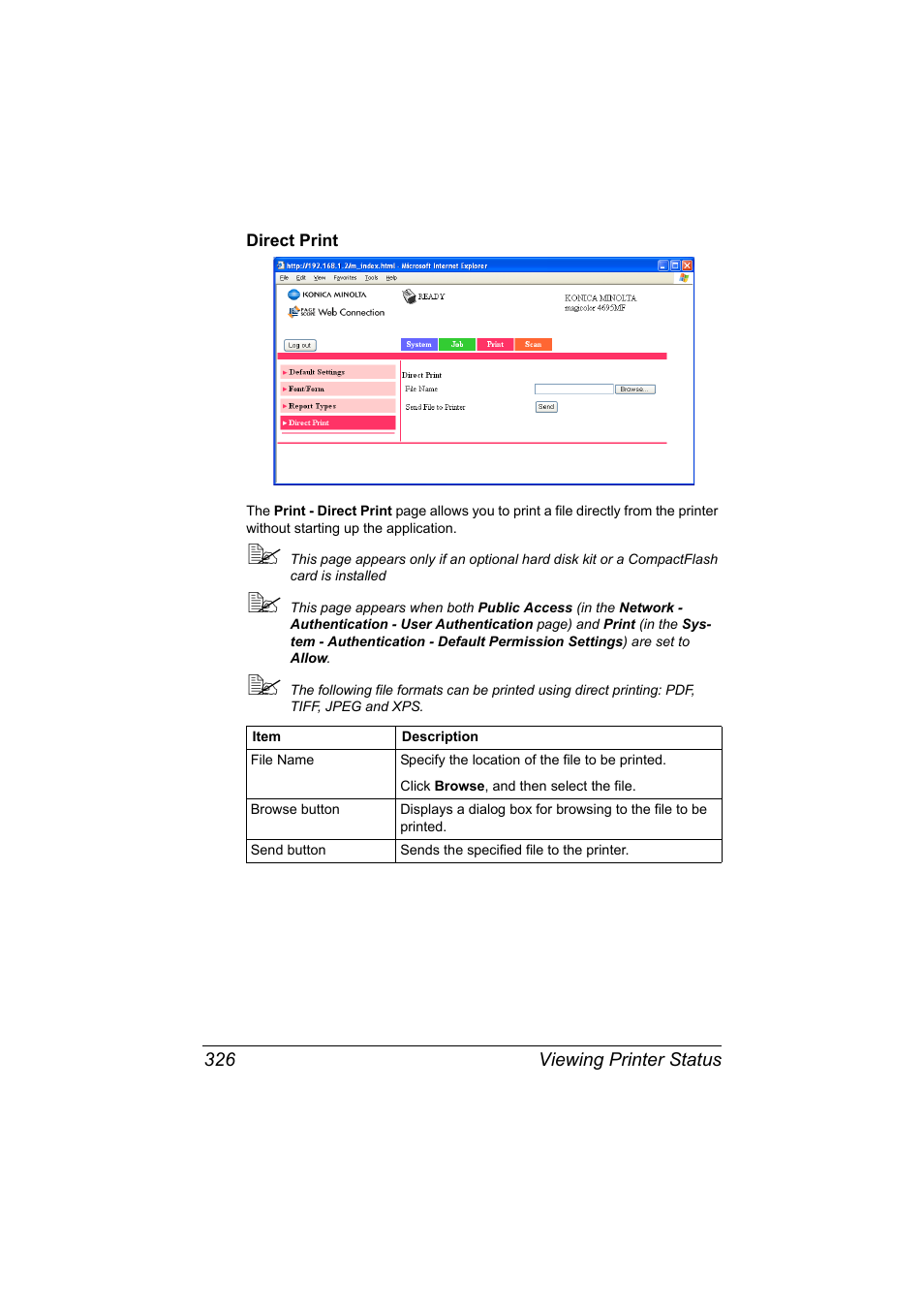 Direct print, Direct print 326 | Konica Minolta MAGICOLOR 4695MF User Manual | Page 350 / 546