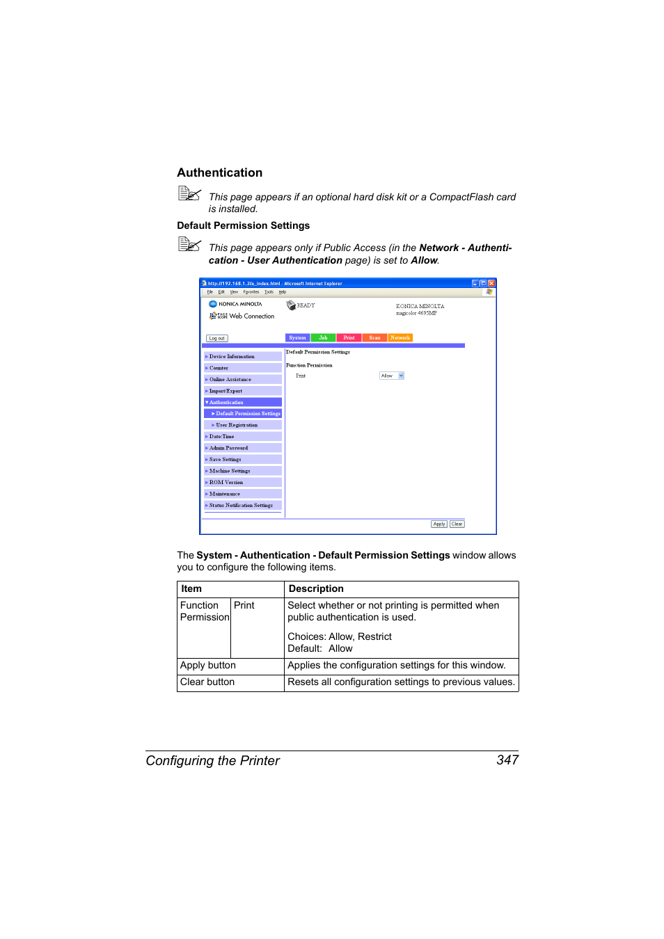 Authentication, Authentication 347 | Konica Minolta MAGICOLOR 4695MF User Manual | Page 371 / 546