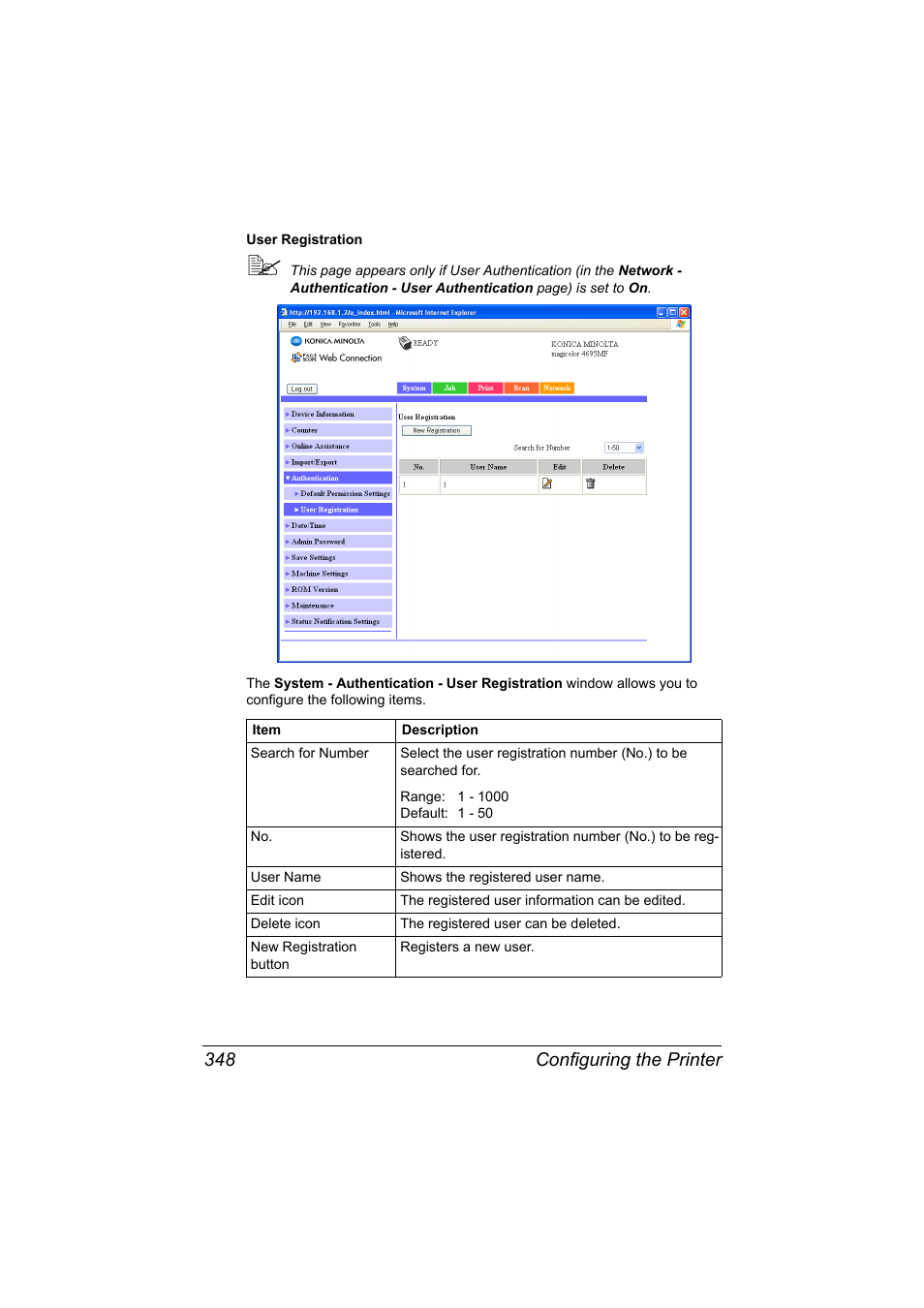 Configuring the printer 348 | Konica Minolta MAGICOLOR 4695MF User Manual | Page 372 / 546