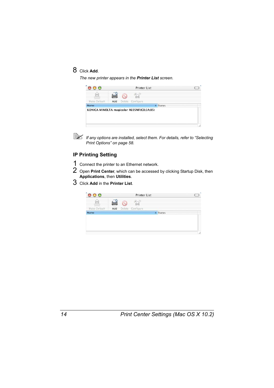 Ip printing setting, Ip printing setting 14 | Konica Minolta MAGICOLOR 4695MF User Manual | Page 38 / 546