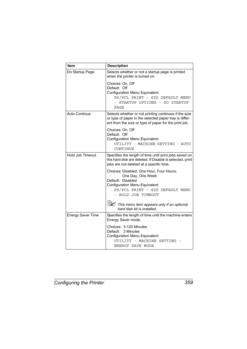 Configuring the printer 359 | Konica Minolta MAGICOLOR 4695MF User Manual | Page 383 / 546