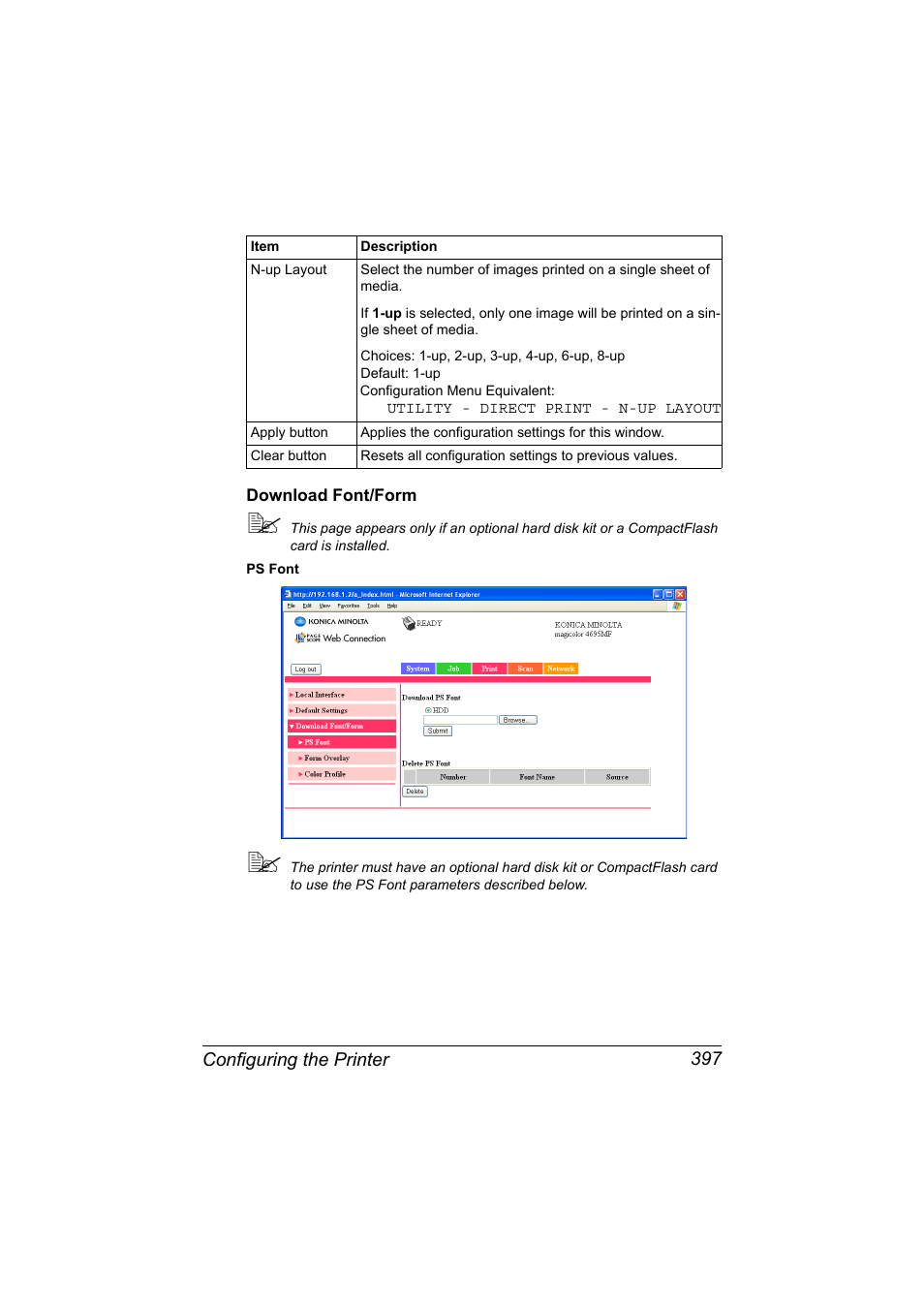 Download font/form, Download font/form 397 | Konica Minolta MAGICOLOR 4695MF User Manual | Page 421 / 546