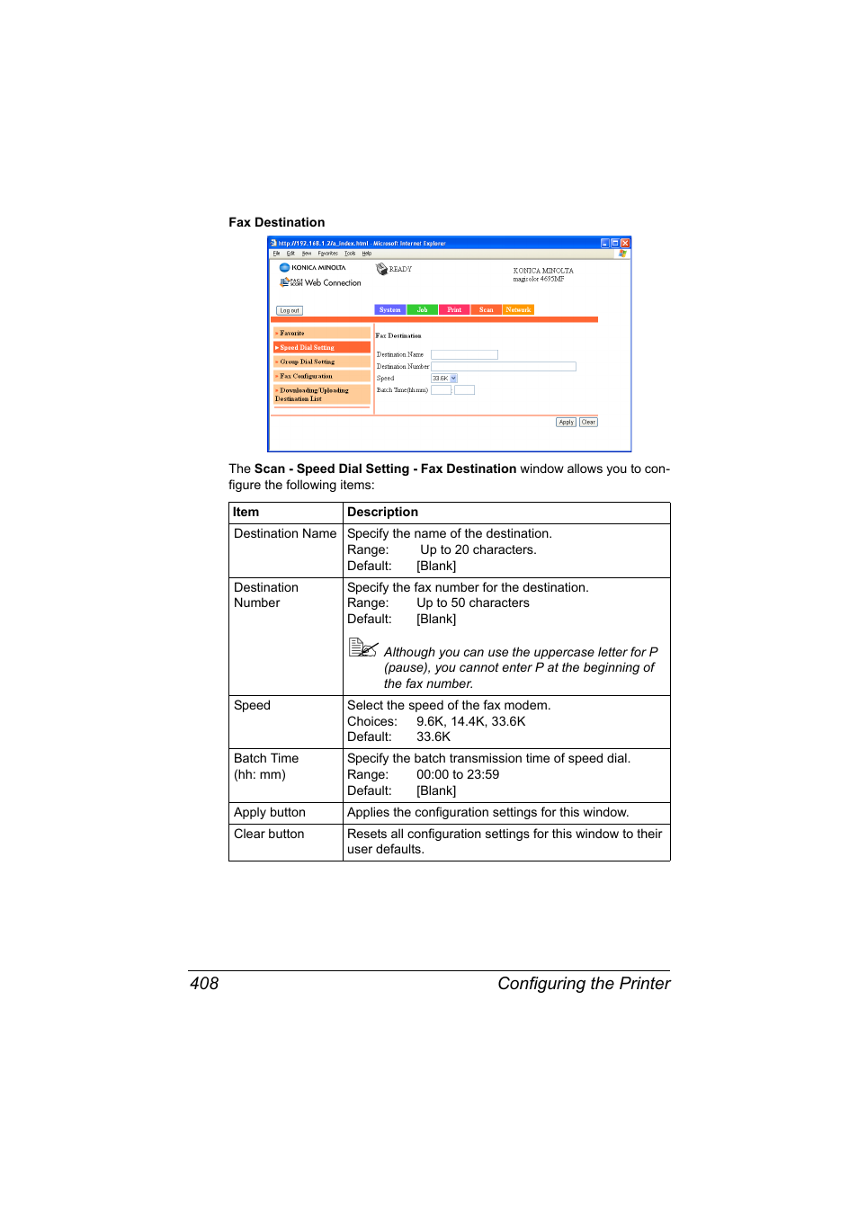 Configuring the printer 408 | Konica Minolta MAGICOLOR 4695MF User Manual | Page 432 / 546