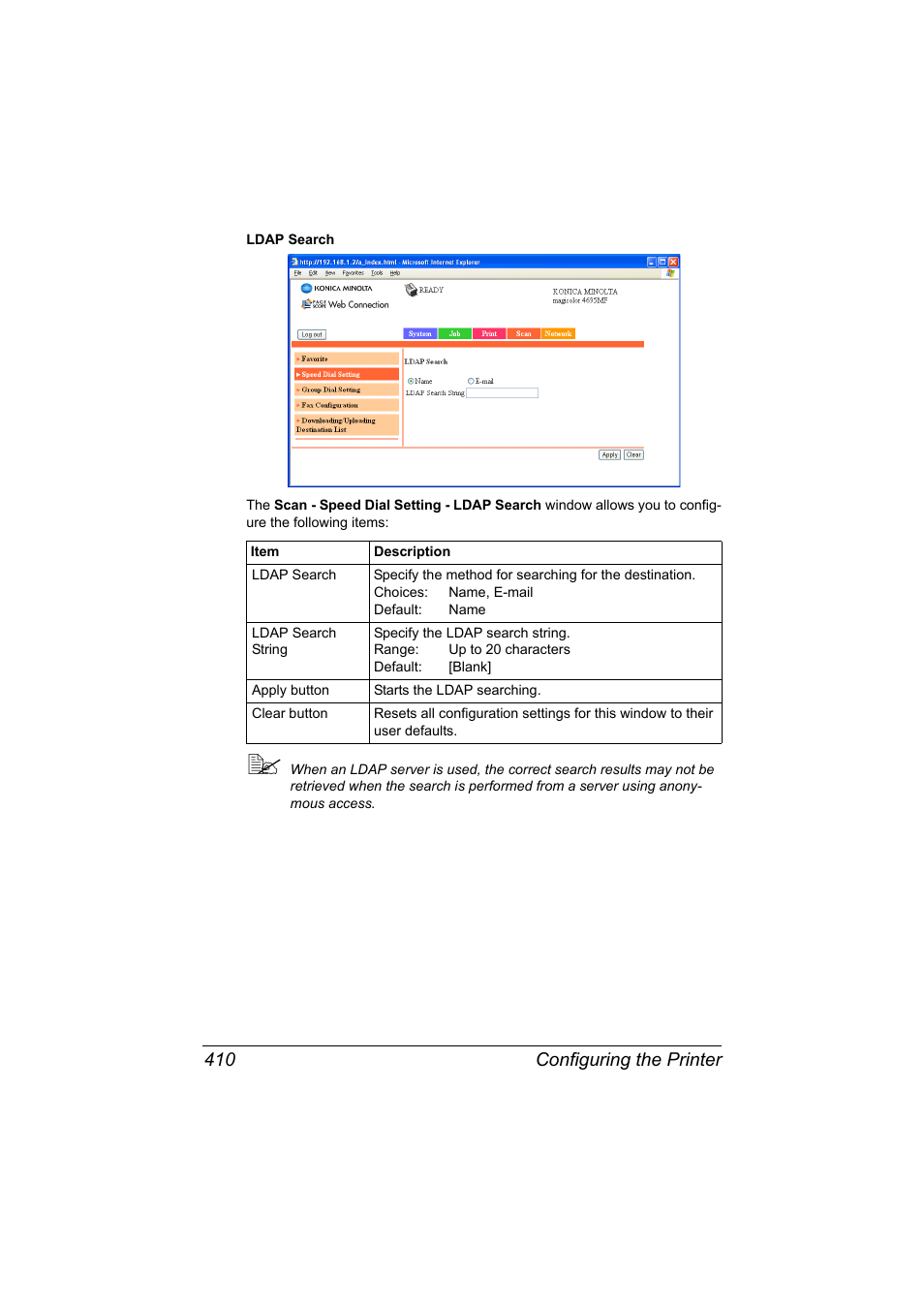 Configuring the printer 410 | Konica Minolta MAGICOLOR 4695MF User Manual | Page 434 / 546