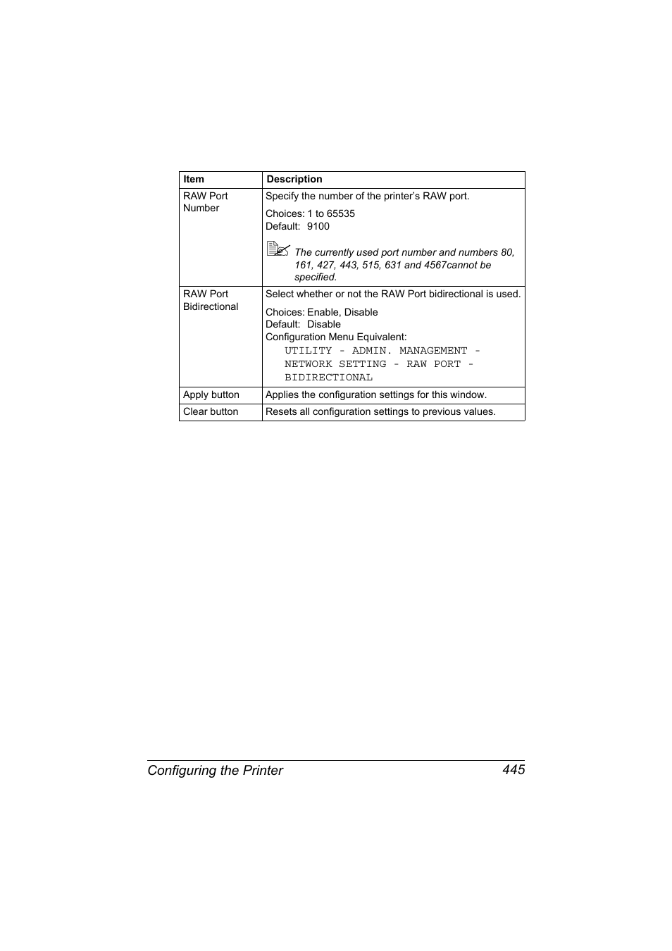 Configuring the printer 445 | Konica Minolta MAGICOLOR 4695MF User Manual | Page 469 / 546