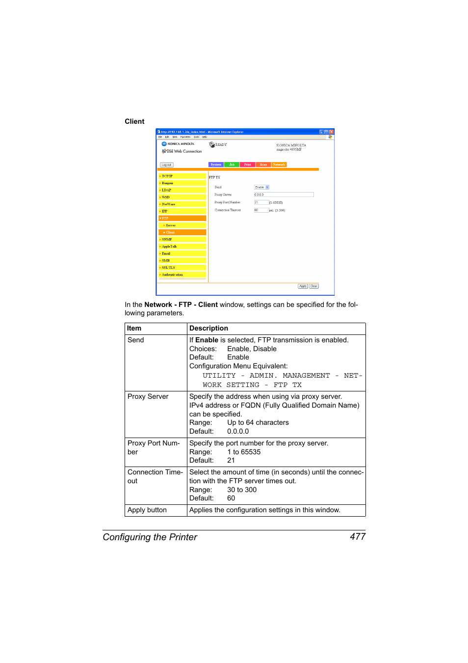 Configuring the printer 477 | Konica Minolta MAGICOLOR 4695MF User Manual | Page 501 / 546