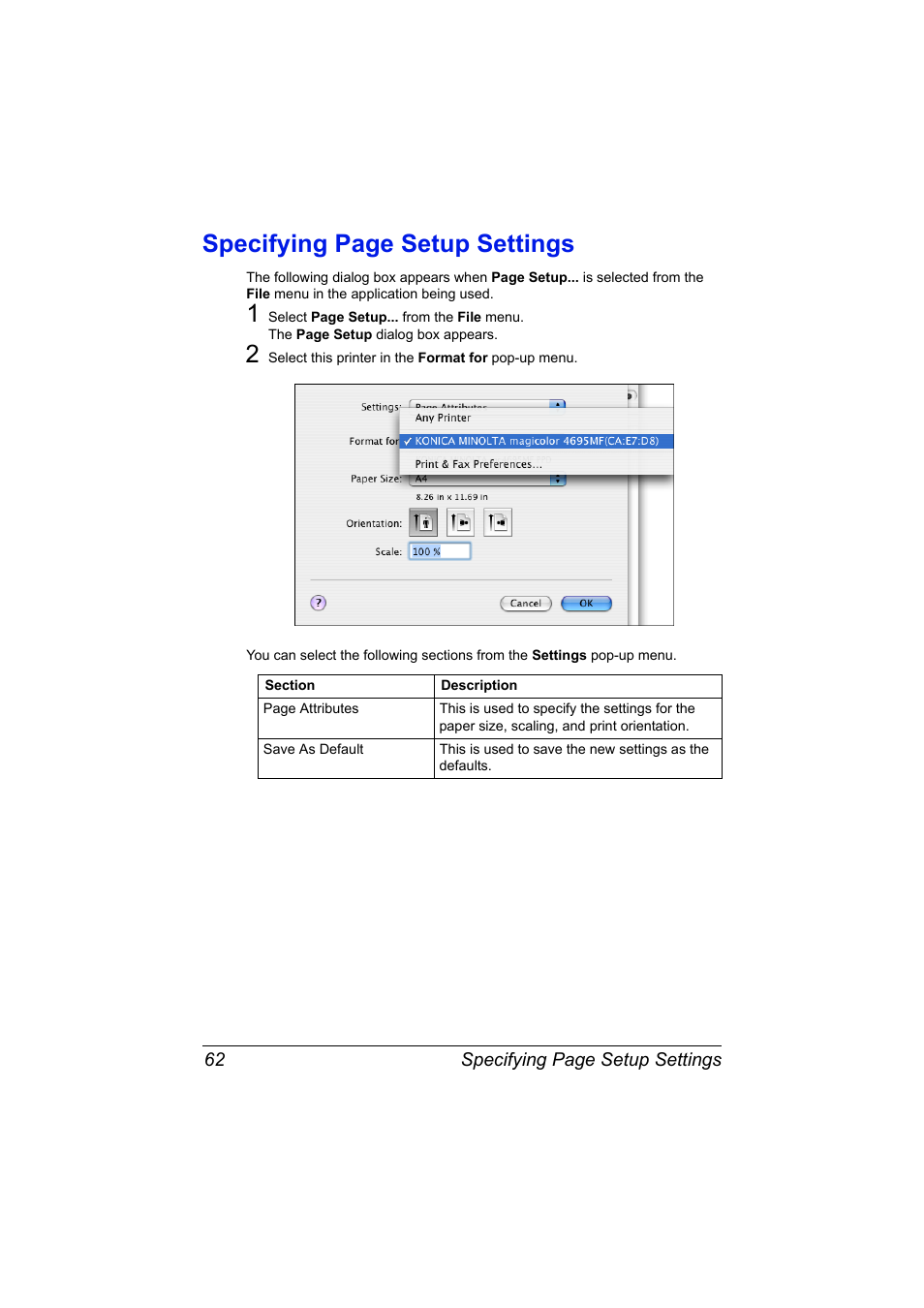 Specifying page setup settings | Konica Minolta MAGICOLOR 4695MF User Manual | Page 86 / 546
