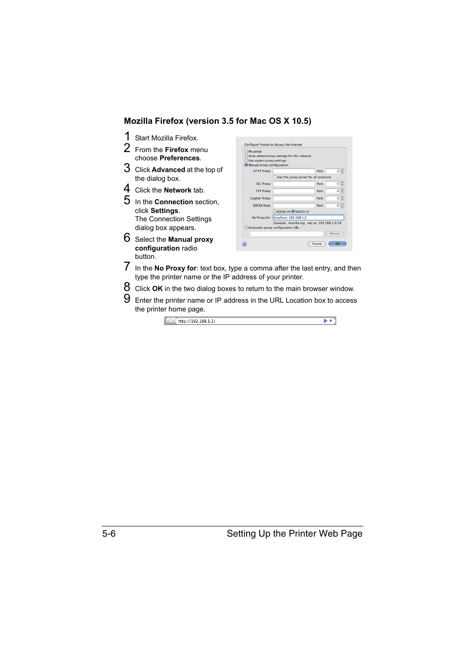 Mozilla firefox (version 3.5 for mac os x 10.5), Mozilla firefox (version 3.5 for mac os x 10.5) -6 | Konica Minolta magicolor 3730DN User Manual | Page 143 / 187