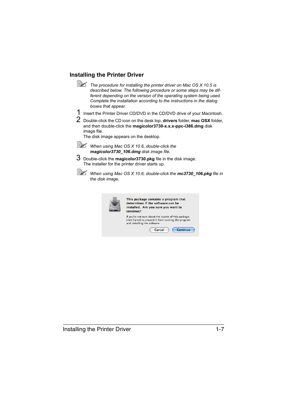 Installing the printer driver, Installing the printer driver -7 | Konica Minolta magicolor 3730DN User Manual | Page 22 / 187