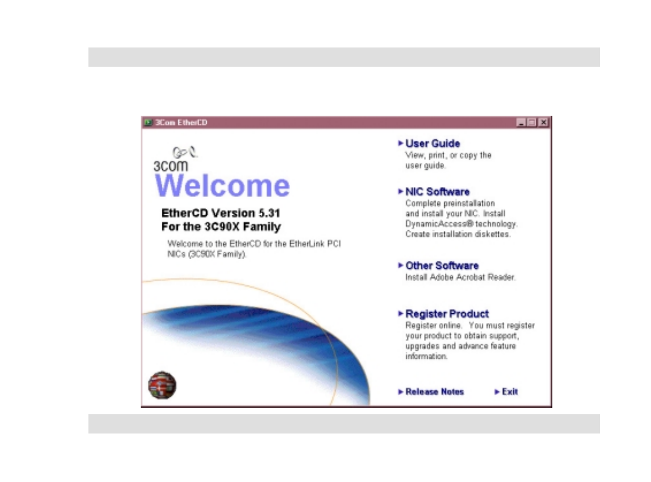 Welcome screen | Asus PCI-L3C920 User Manual | Page 9 / 16