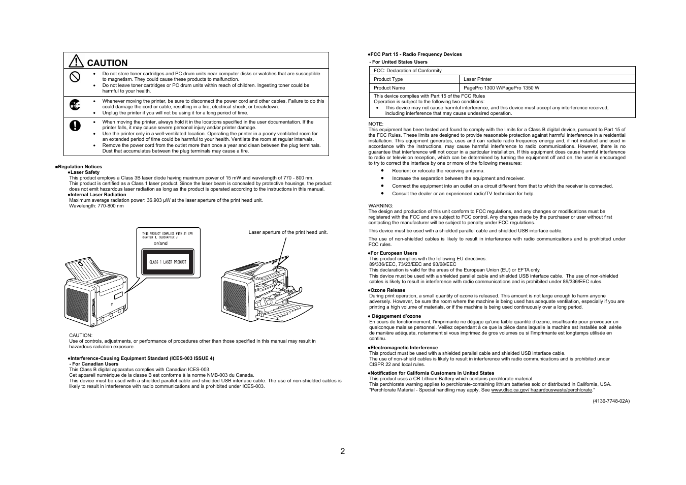 Caution | Konica Minolta PagePro 1350W User Manual | Page 3 / 46