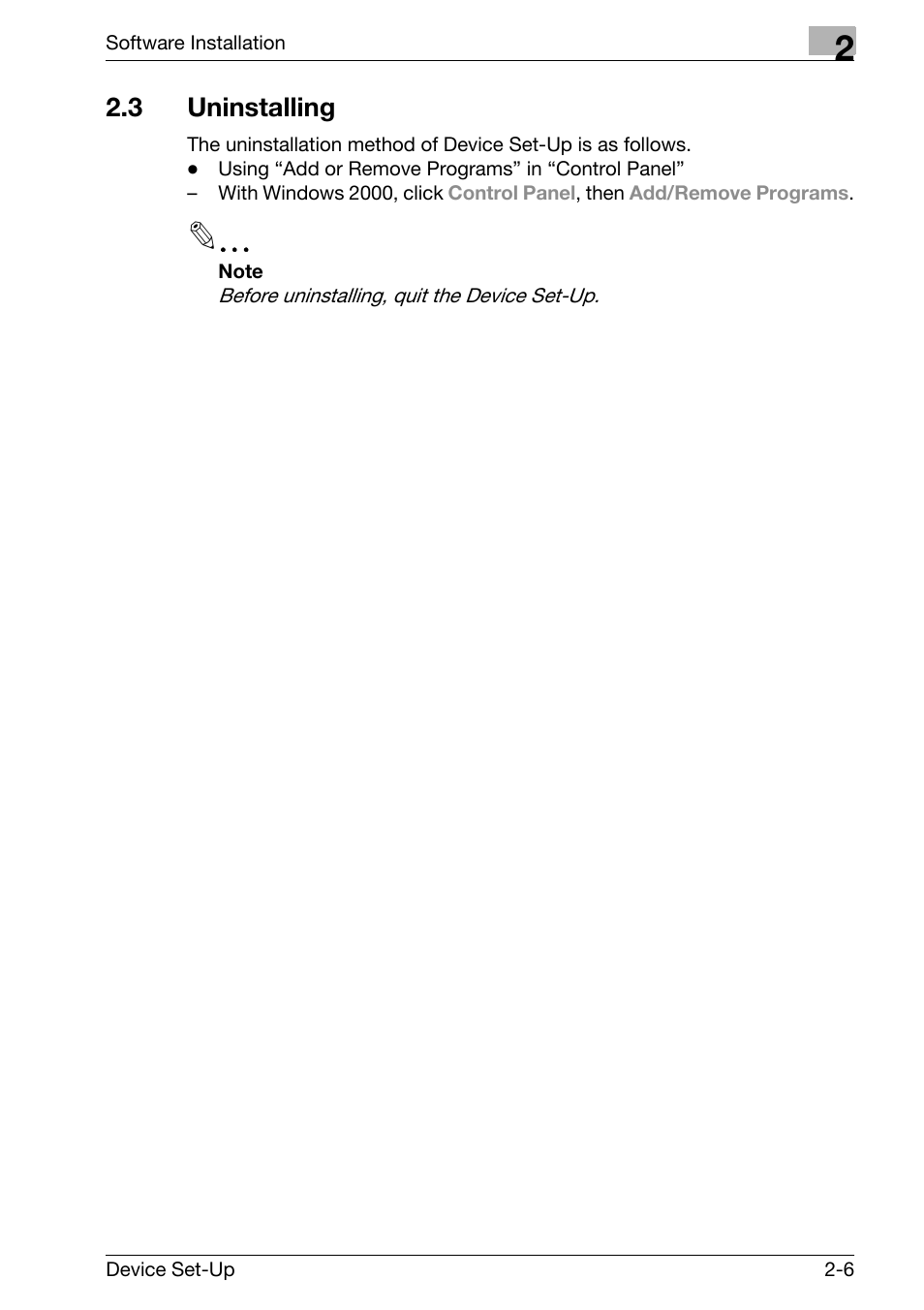 3 uninstalling, Uninstalling -6 | Konica Minolta Copy Protection Utility User Manual | Page 13 / 67