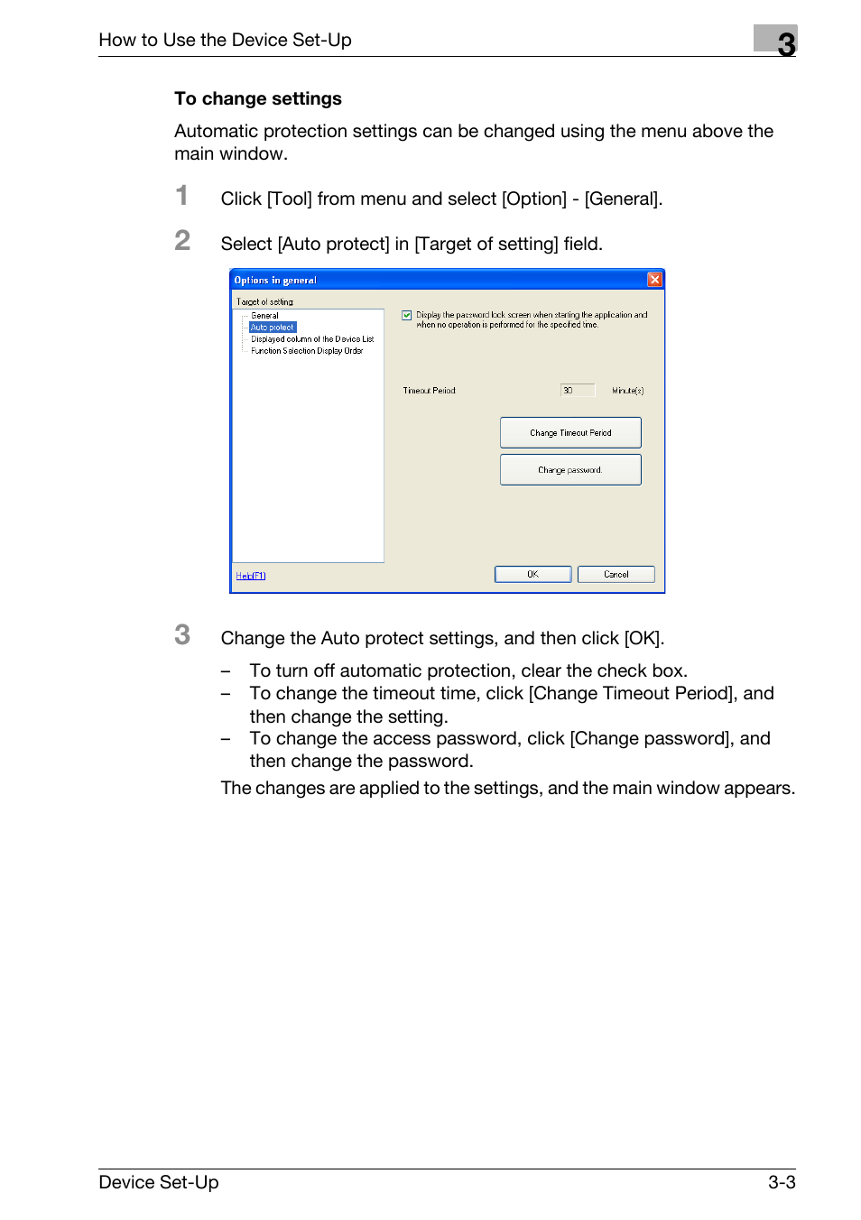 To change settings -3 | Konica Minolta Copy Protection Utility User Manual | Page 16 / 67