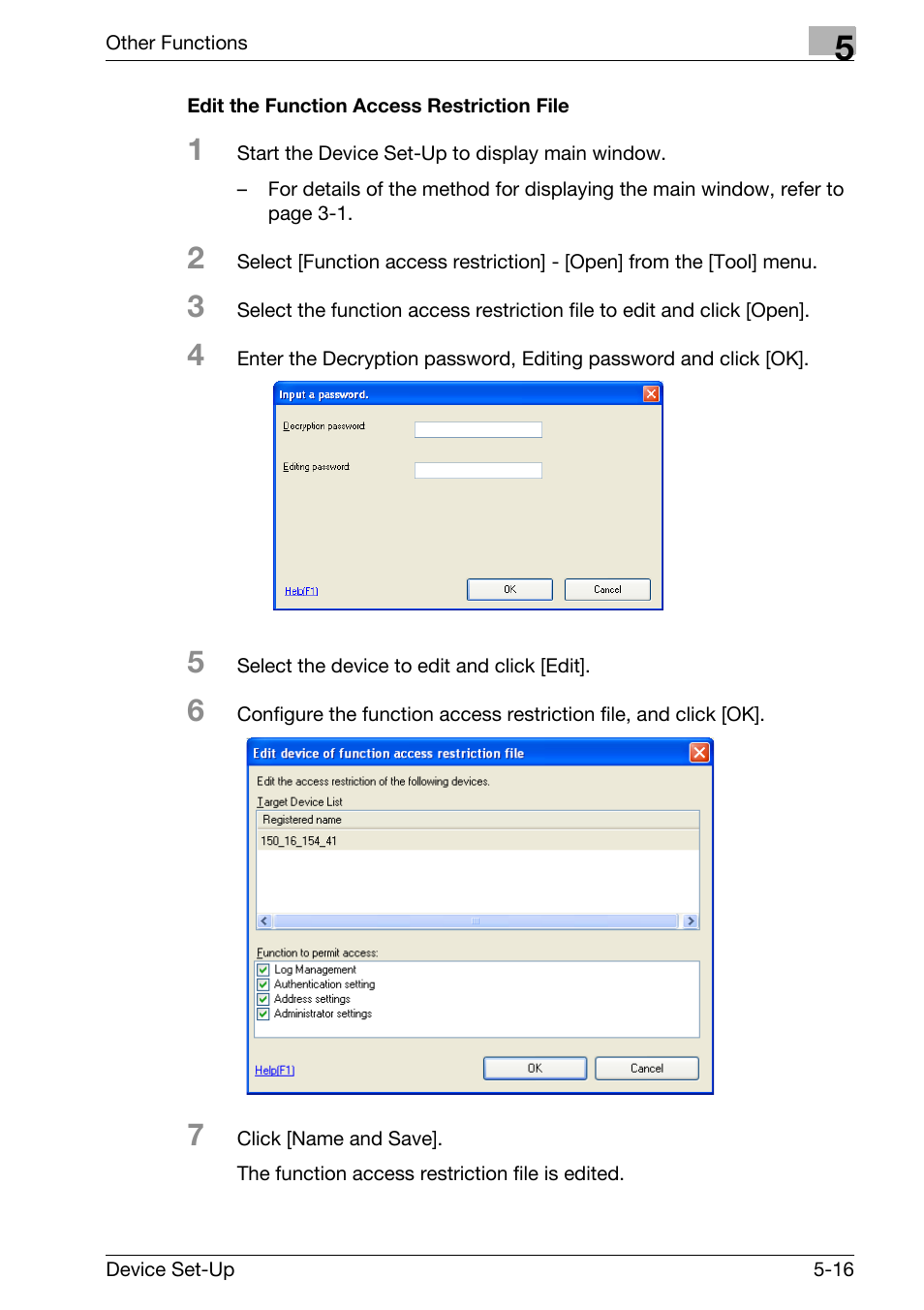 Edit the function access restriction file -16 | Konica Minolta Copy Protection Utility User Manual | Page 52 / 67