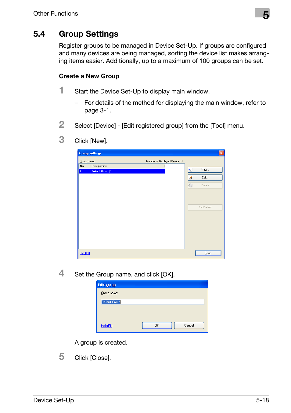 4 group settings, Group settings -18, Create a new group -18 | Konica Minolta Copy Protection Utility User Manual | Page 54 / 67