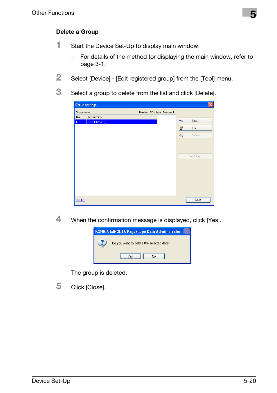 Delete a group -20 | Konica Minolta Copy Protection Utility User Manual | Page 56 / 67