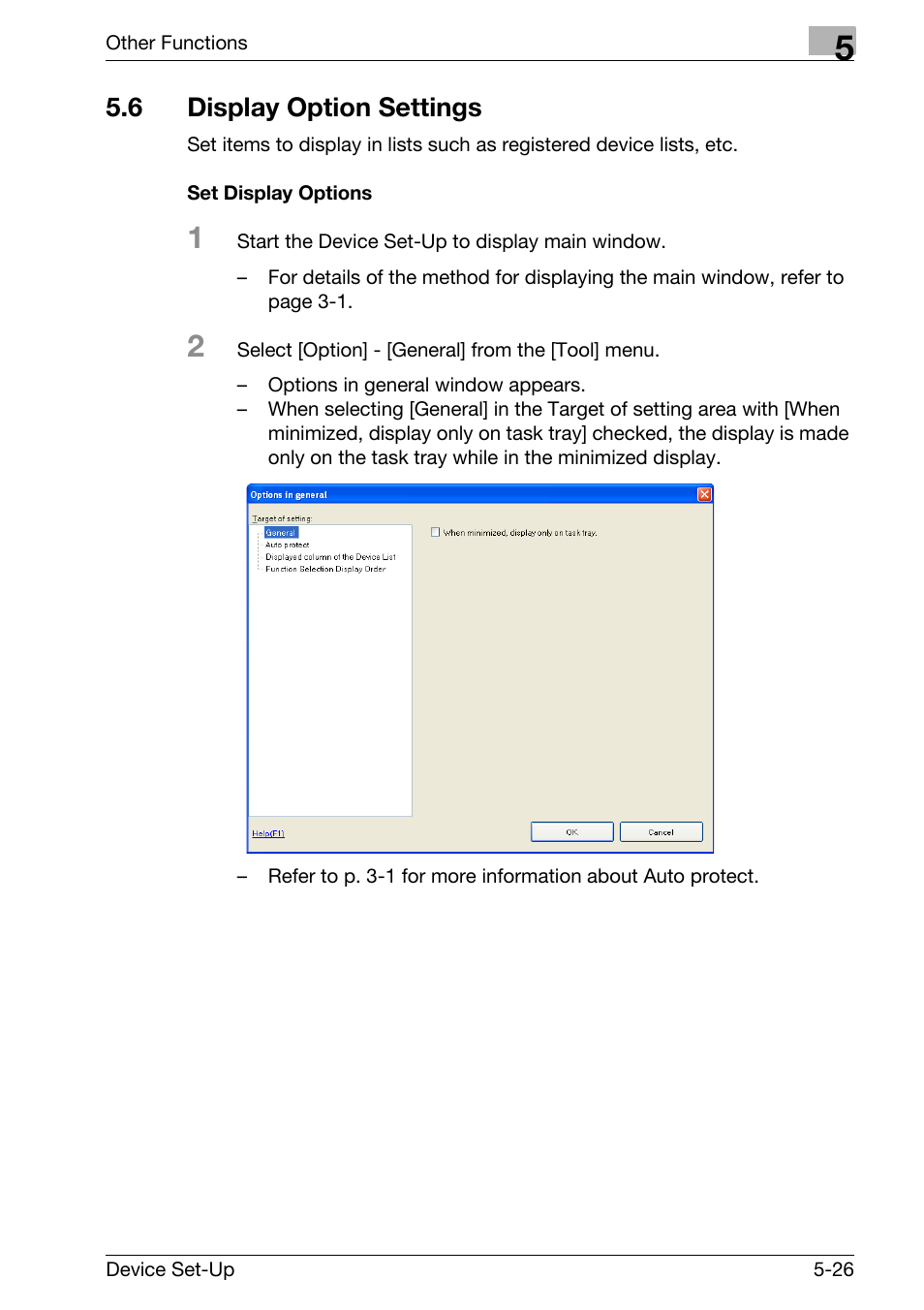 6 display option settings, Display option settings -26, Set display options -26 | Konica Minolta Copy Protection Utility User Manual | Page 62 / 67