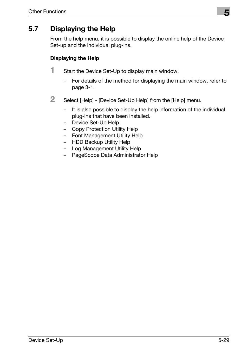 7 displaying the help, Displaying the help -29 | Konica Minolta Copy Protection Utility User Manual | Page 65 / 67
